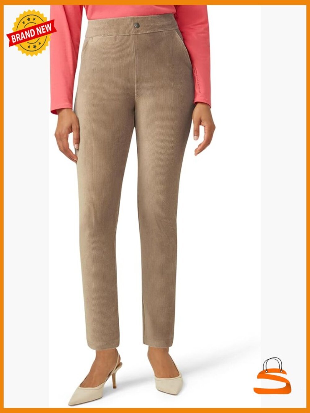 Plush Corduroy Tapered Pants with Pockets and Belt Loops